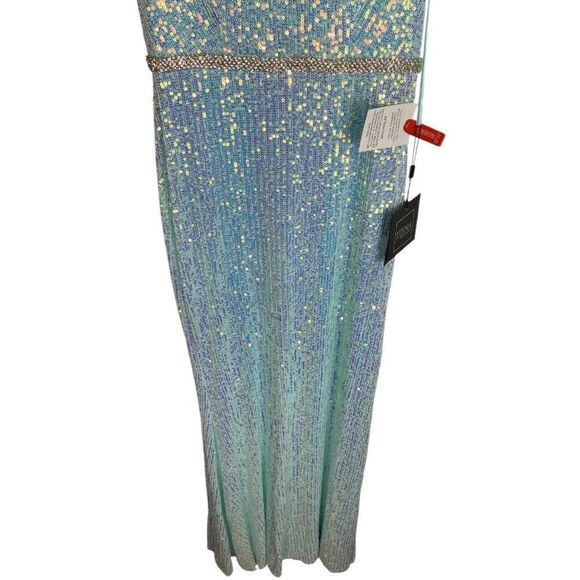 Mac Duggal 0 Dress Sequined High Neck Flutter Sleeve Gown Mermaid Illusion 26942 - Picture 3 of 16